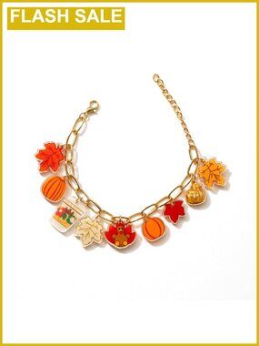 Thanksgiving Charm Bracelet Acrylic Charms Link Chain Fall Jewelry